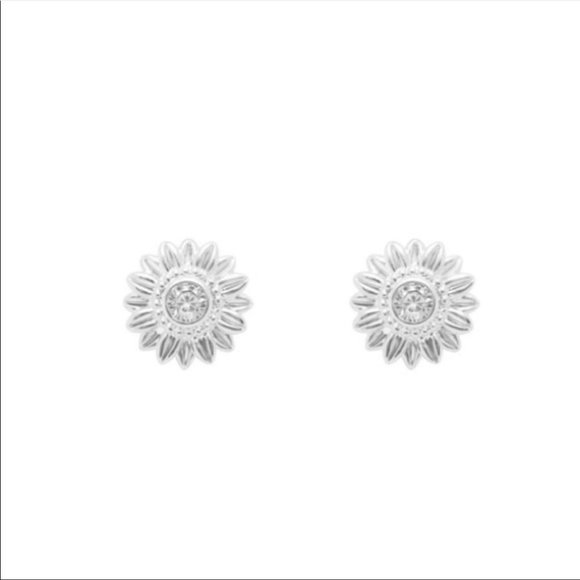 Very pretty silver flower sunflowers stud earrings - Picture 3 of 3
